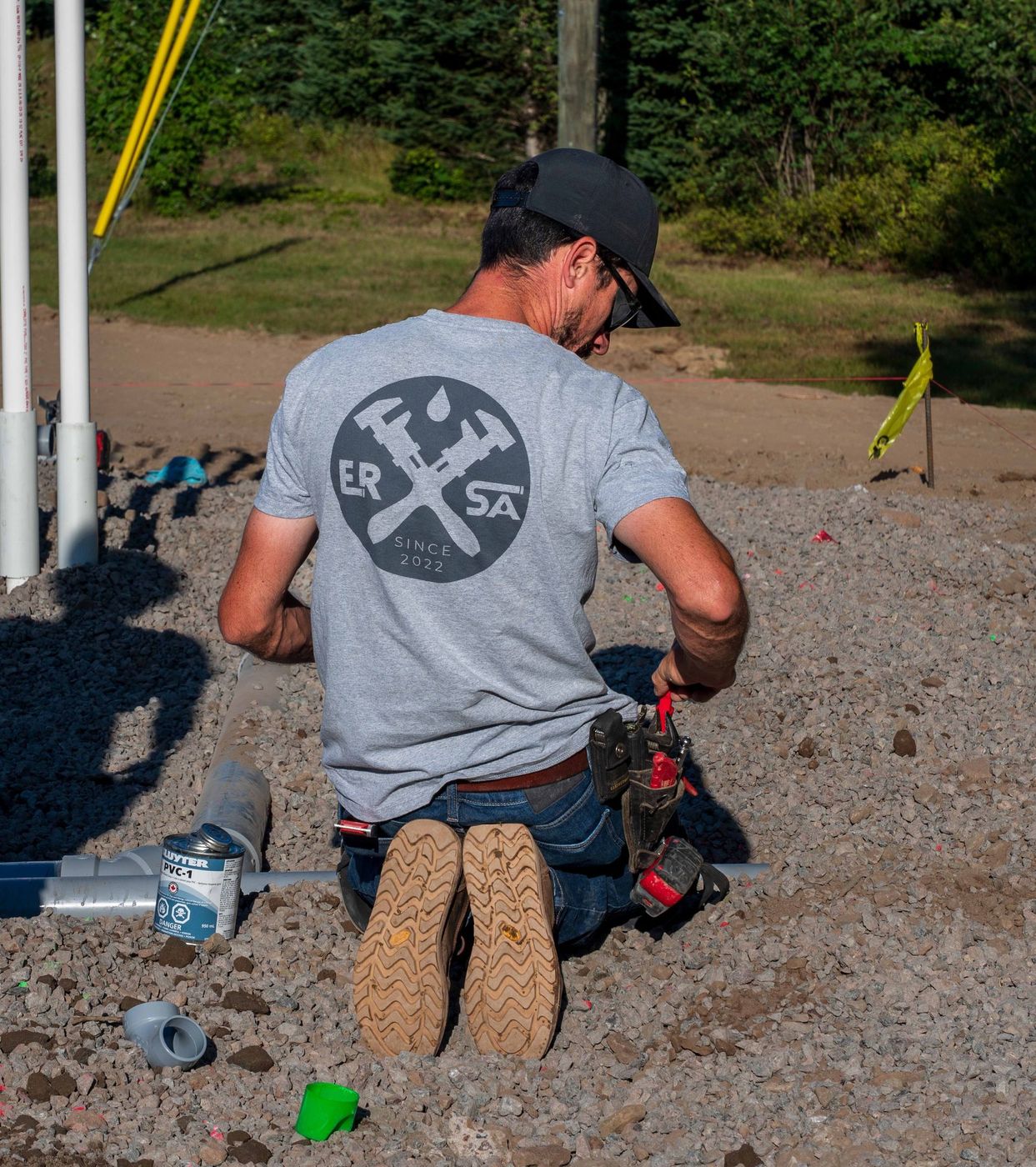 ERSA Plumbing crew installing underground and under-slab plumbing on a new construction site